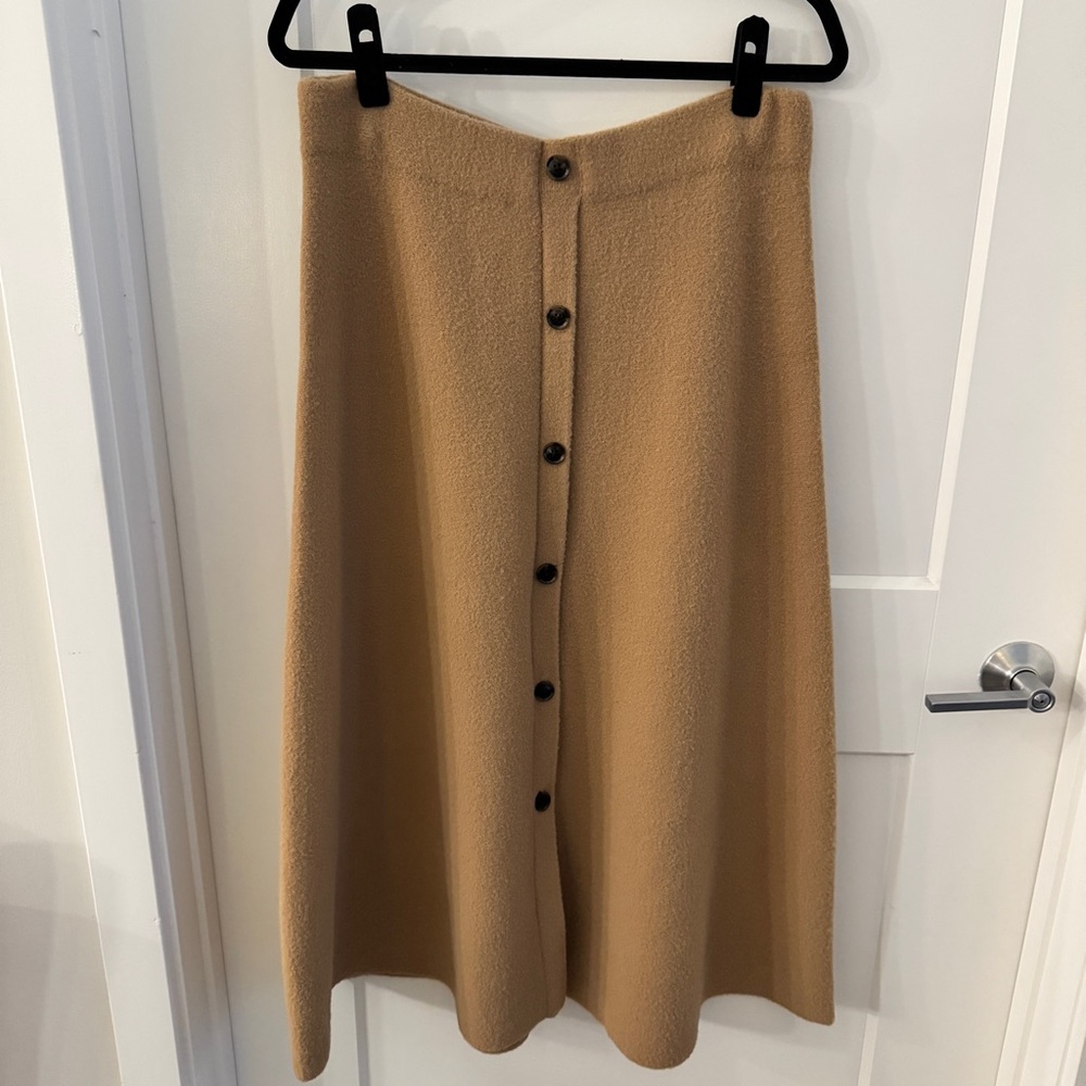 Ann Taylor Camel Button-Front A-Line Skirt NWT Large